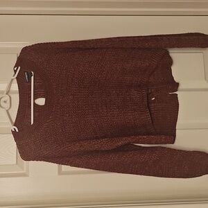 Express Women's Burgundy Crew Neck Sweater